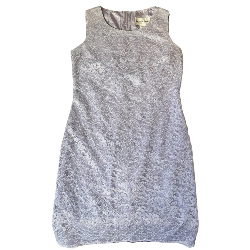 Danny & Nicole Women Dress S Lavender Floral Sheath Lace Sleeveless Knee Length